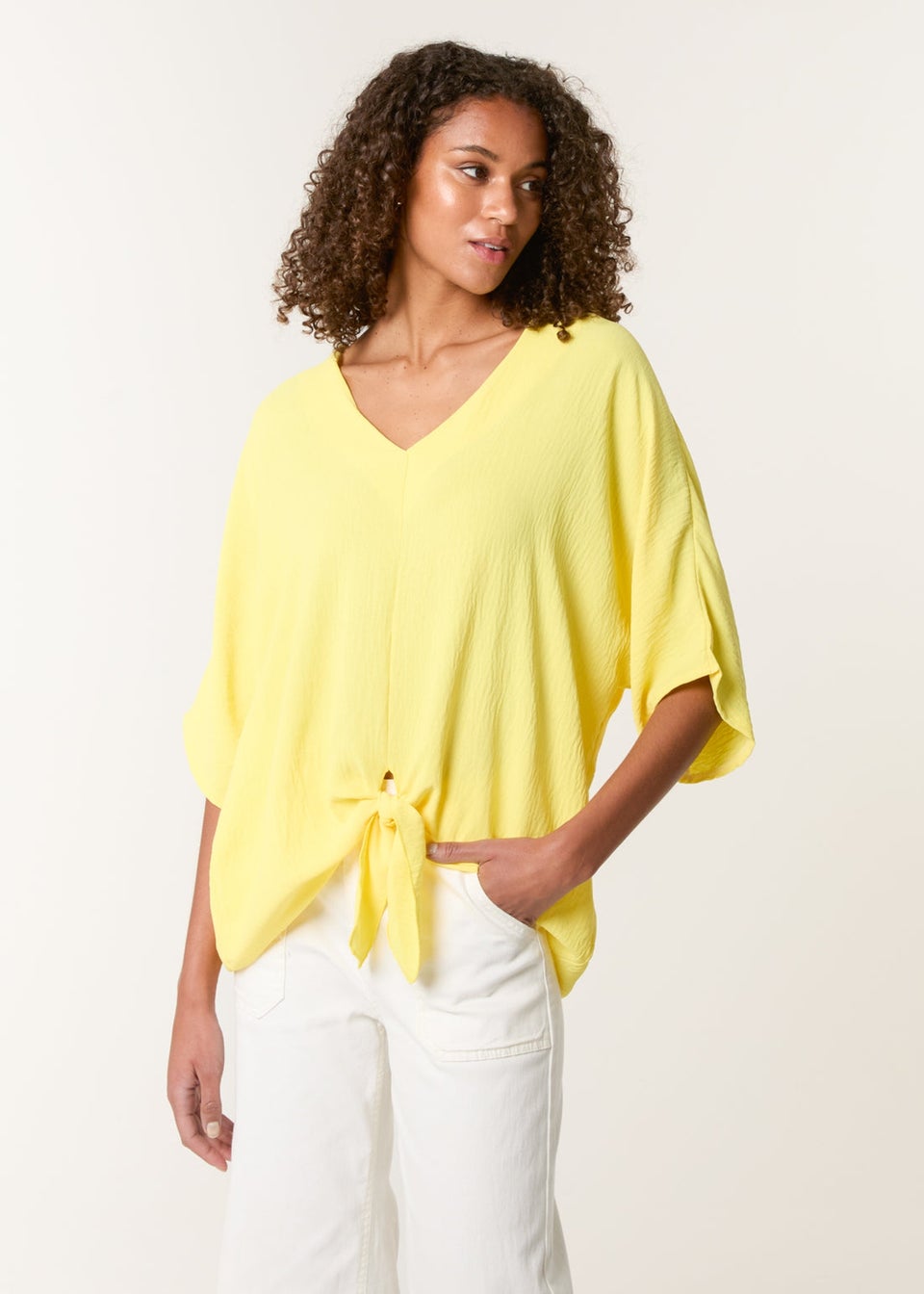 Blue Vanilla Yellow Tie Knot Blouse