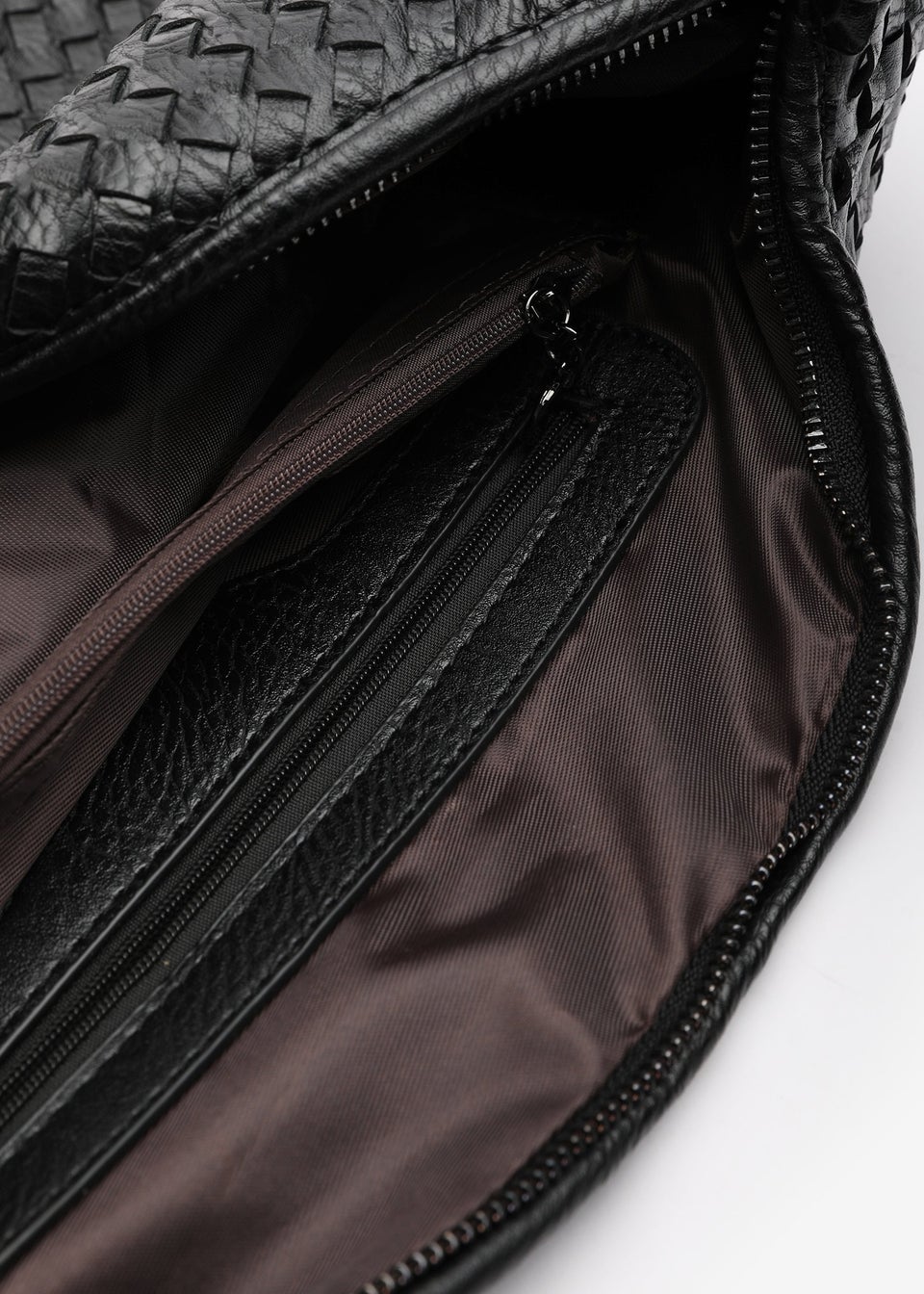 Where's That From Barber Black Woven Faux Leather Shoulder Bag