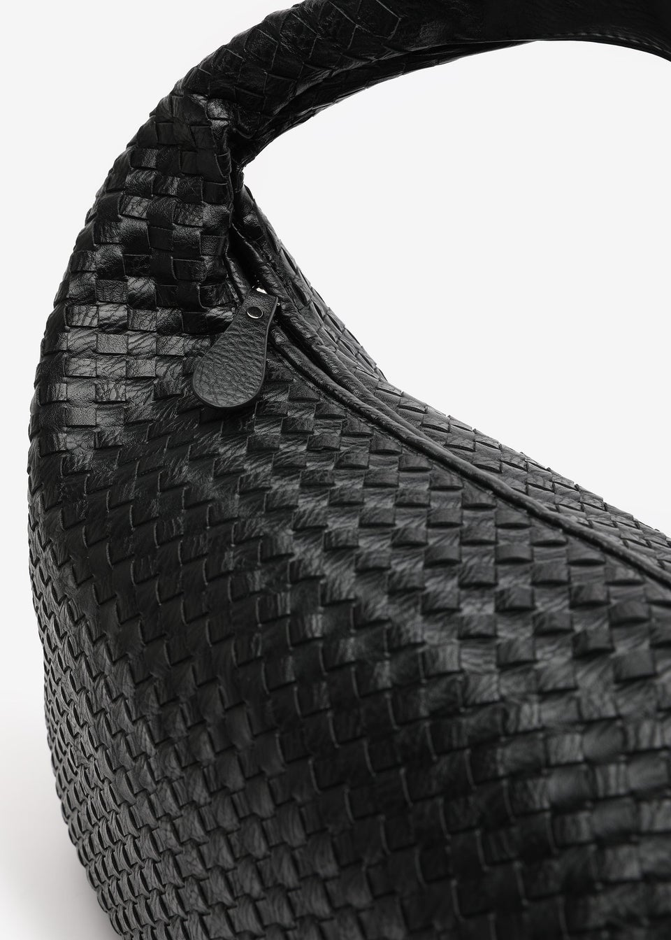 Where's That From Barber Black Woven Faux Leather Shoulder Bag