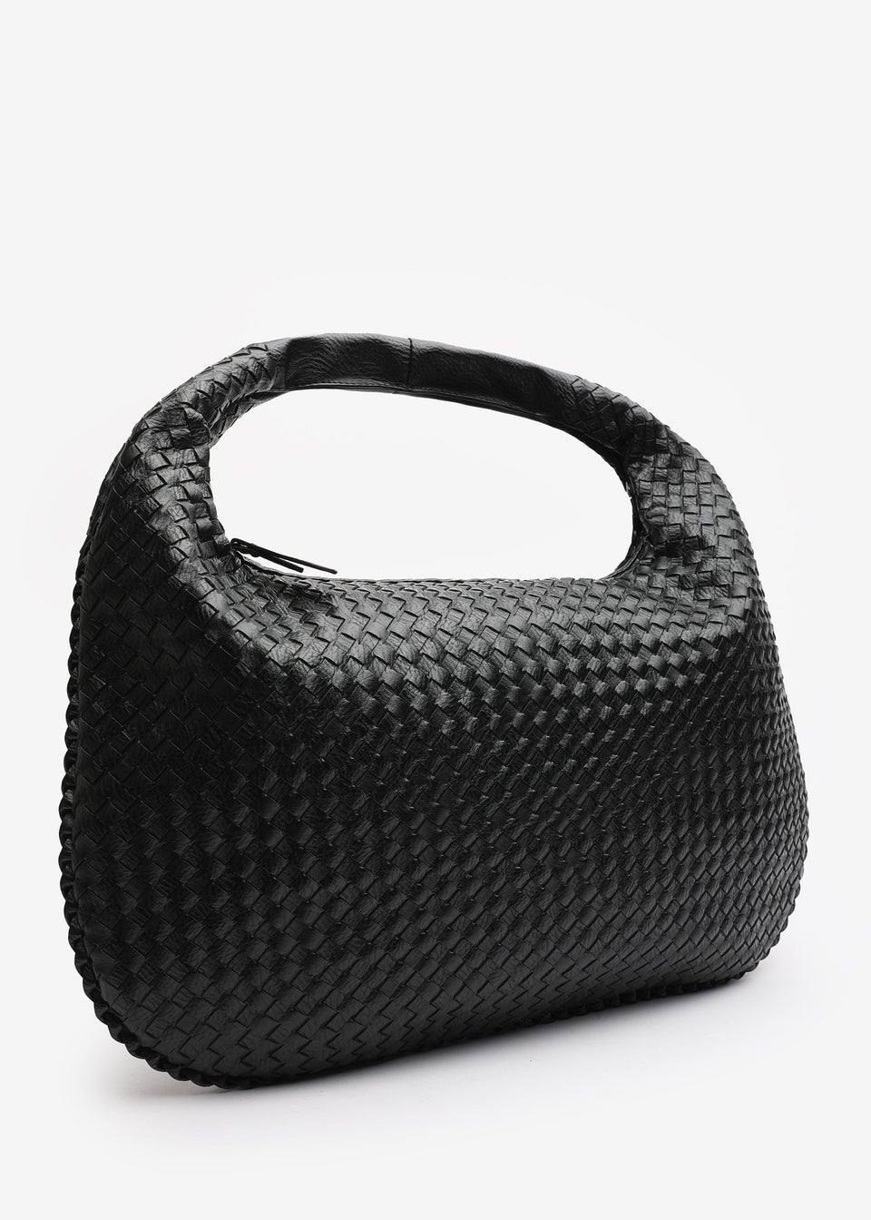 Where's That From Barber Black Woven Faux Leather Shoulder Bag