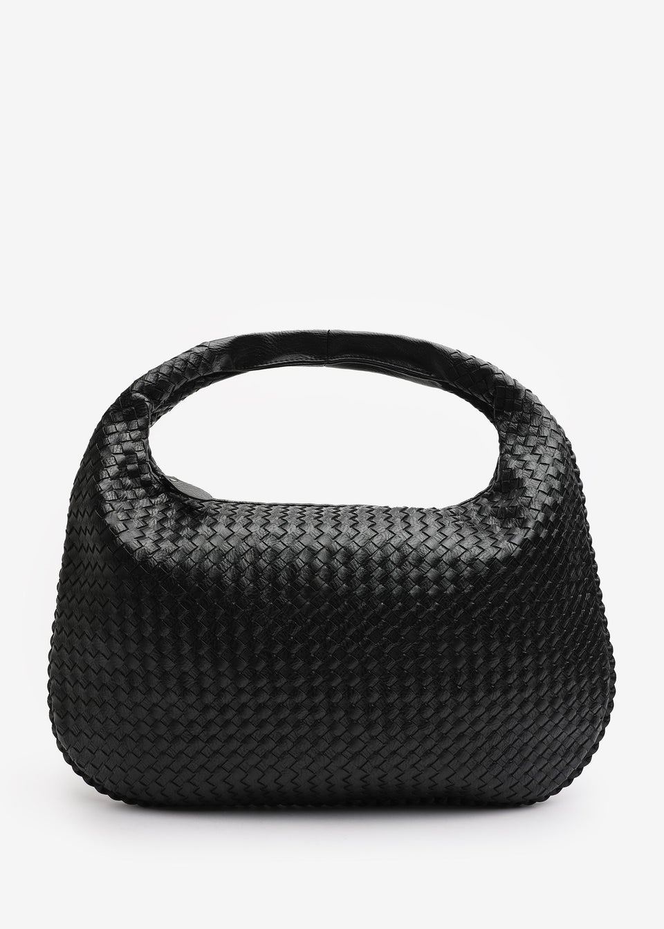 Where's That From Barber Black Woven Faux Leather Shoulder Bag