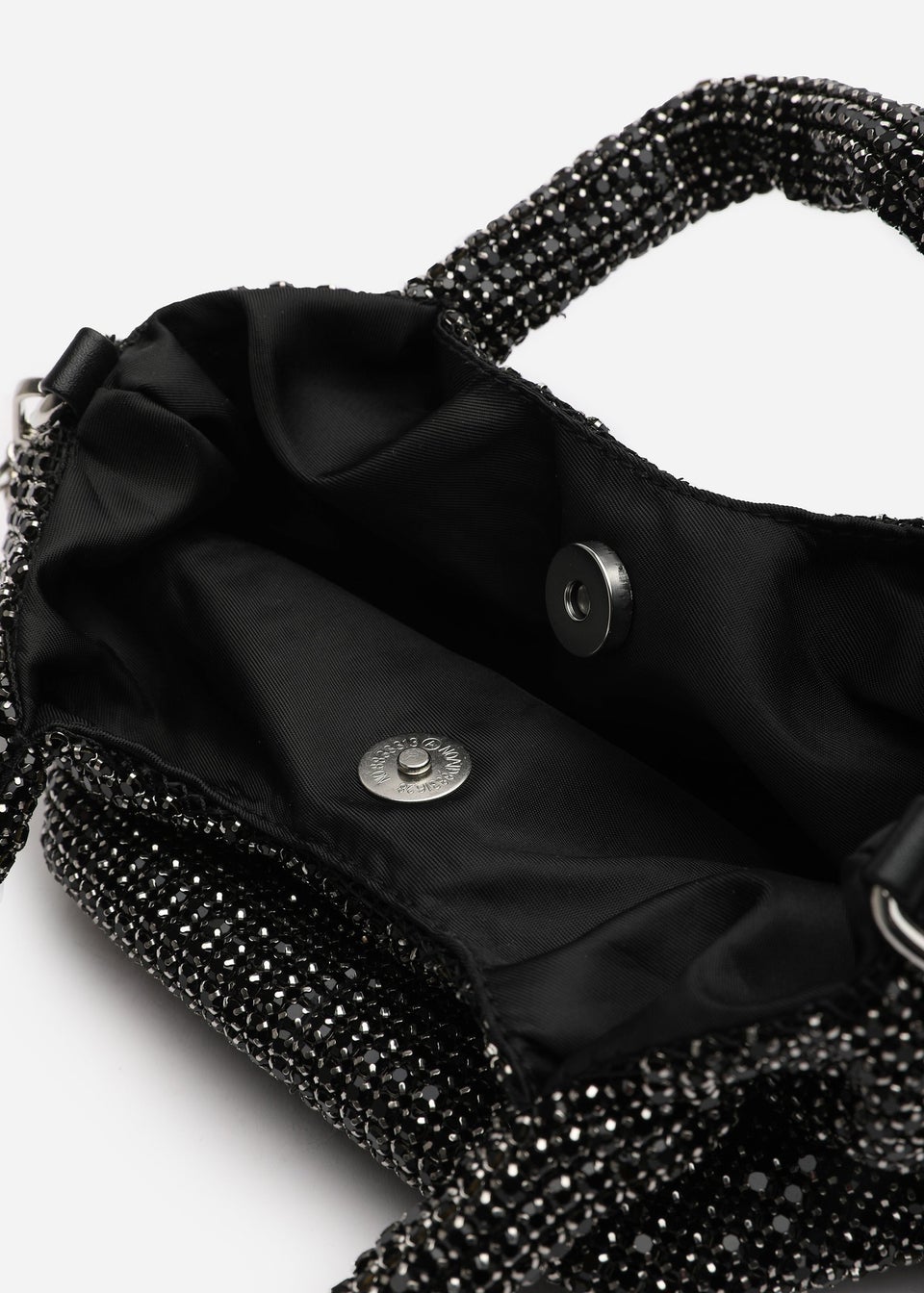 Where's That From Shellies Black Crystal Embellished Bucket Bag
