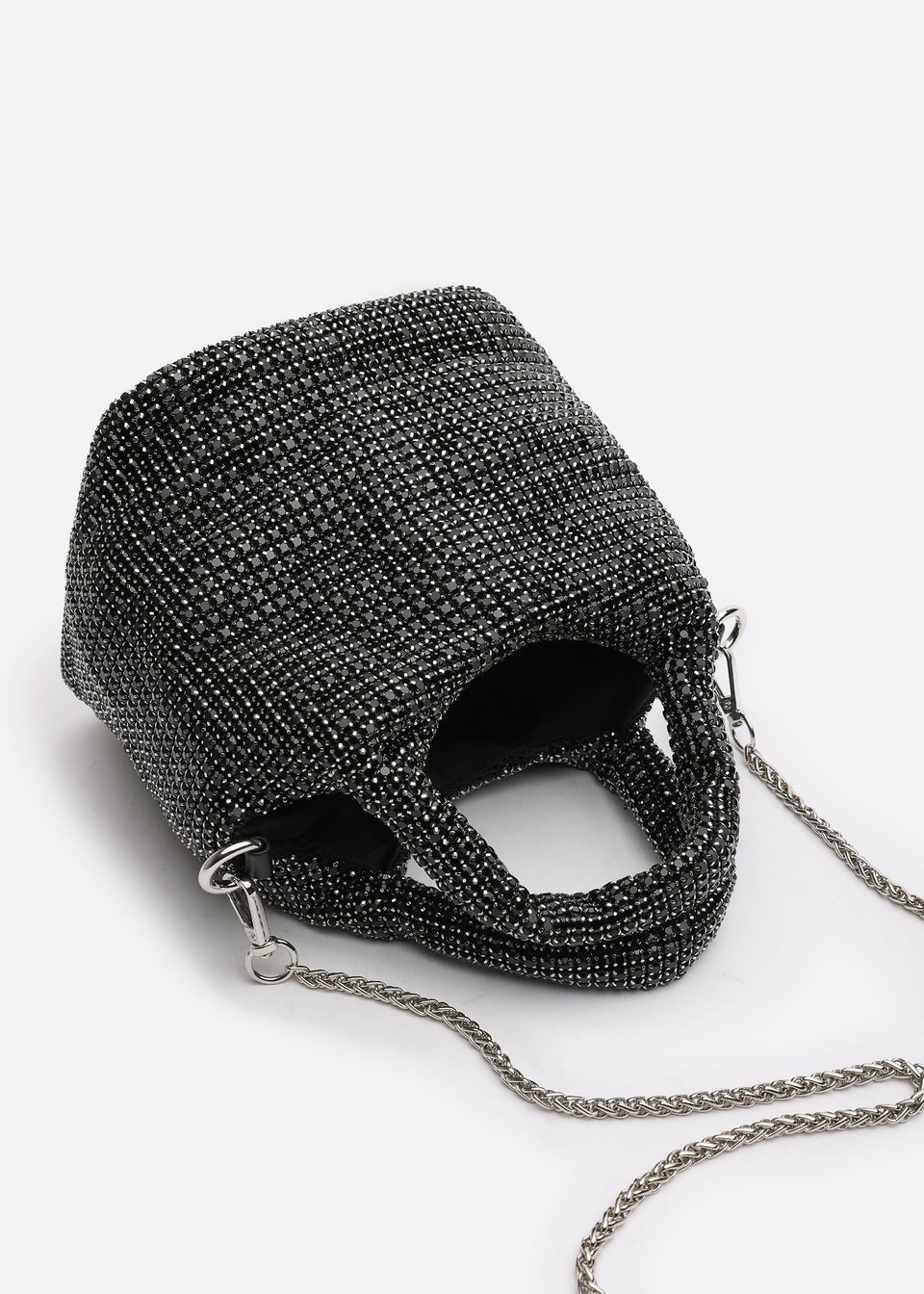 Where's That From Shellies Black Crystal Embellished Bucket Bag