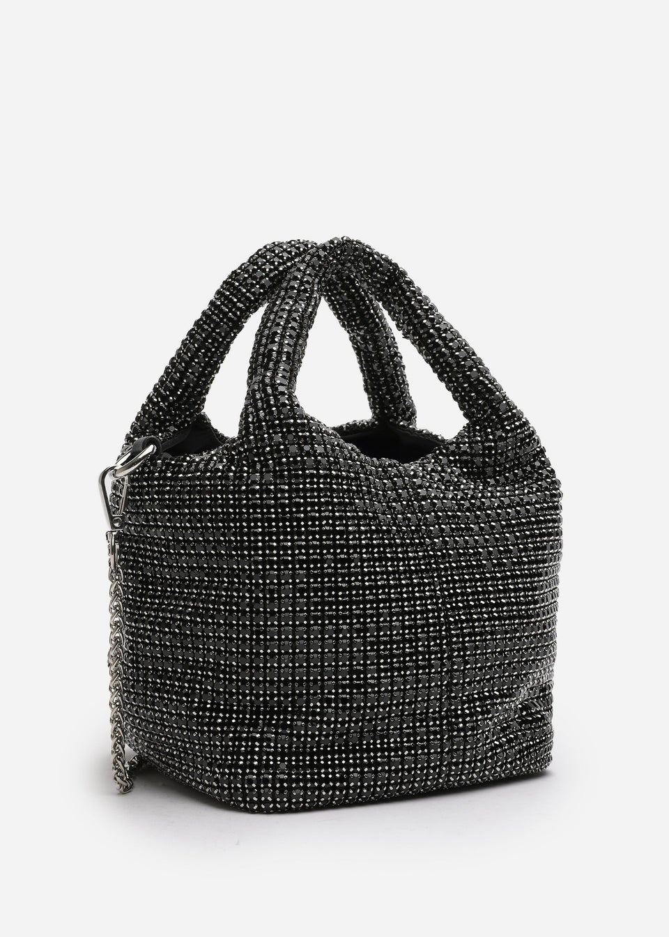 Where's That From Shellies Black Crystal Embellished Bucket Bag