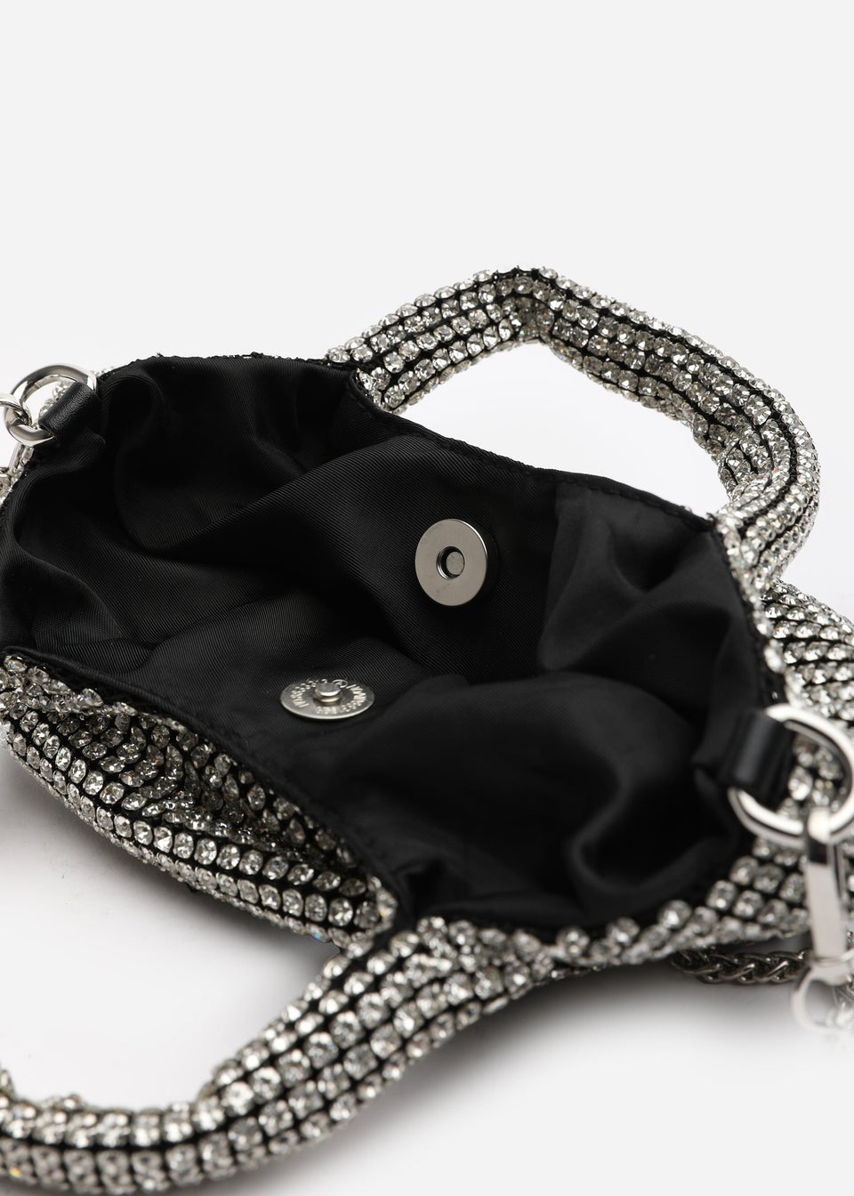 Where's That From Shellies Silver Crystal Embellished Bucket Bag