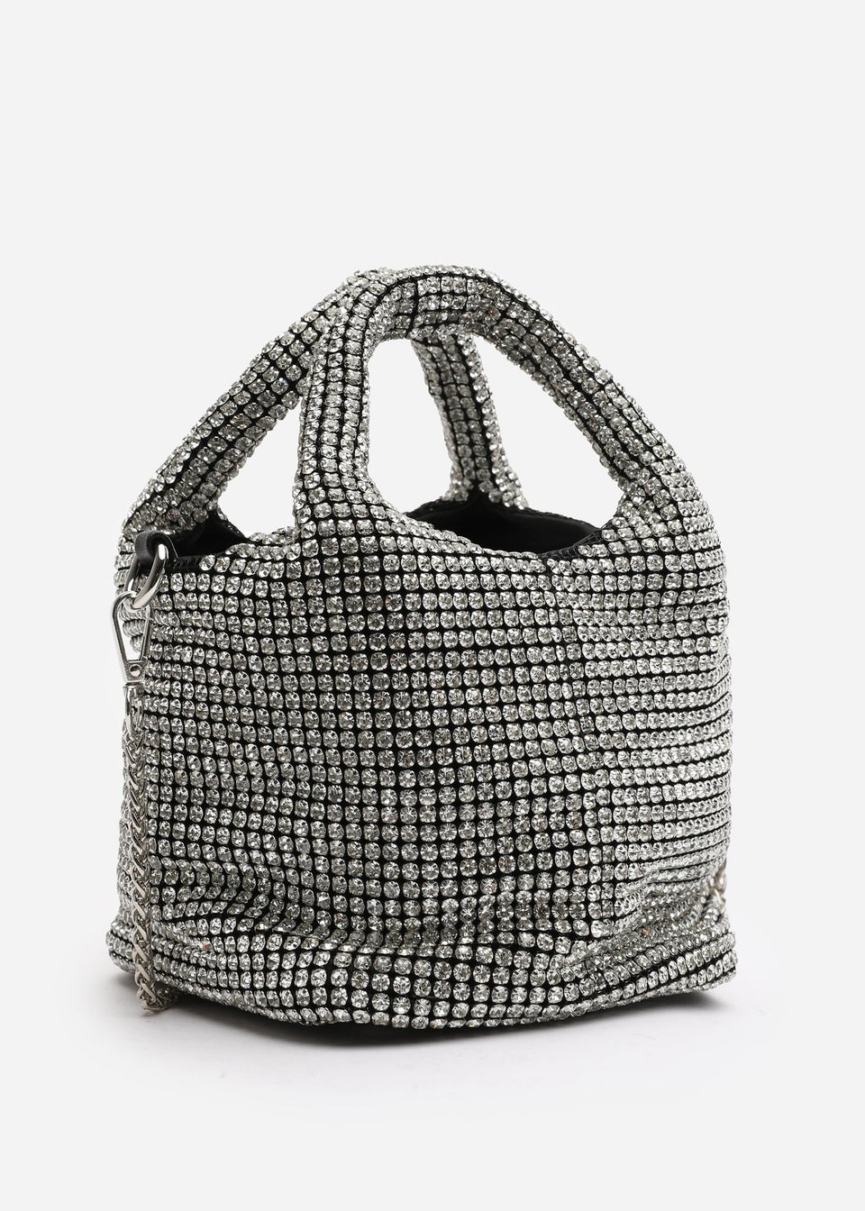 Where's That From Shellies Silver Crystal Embellished Bucket Bag
