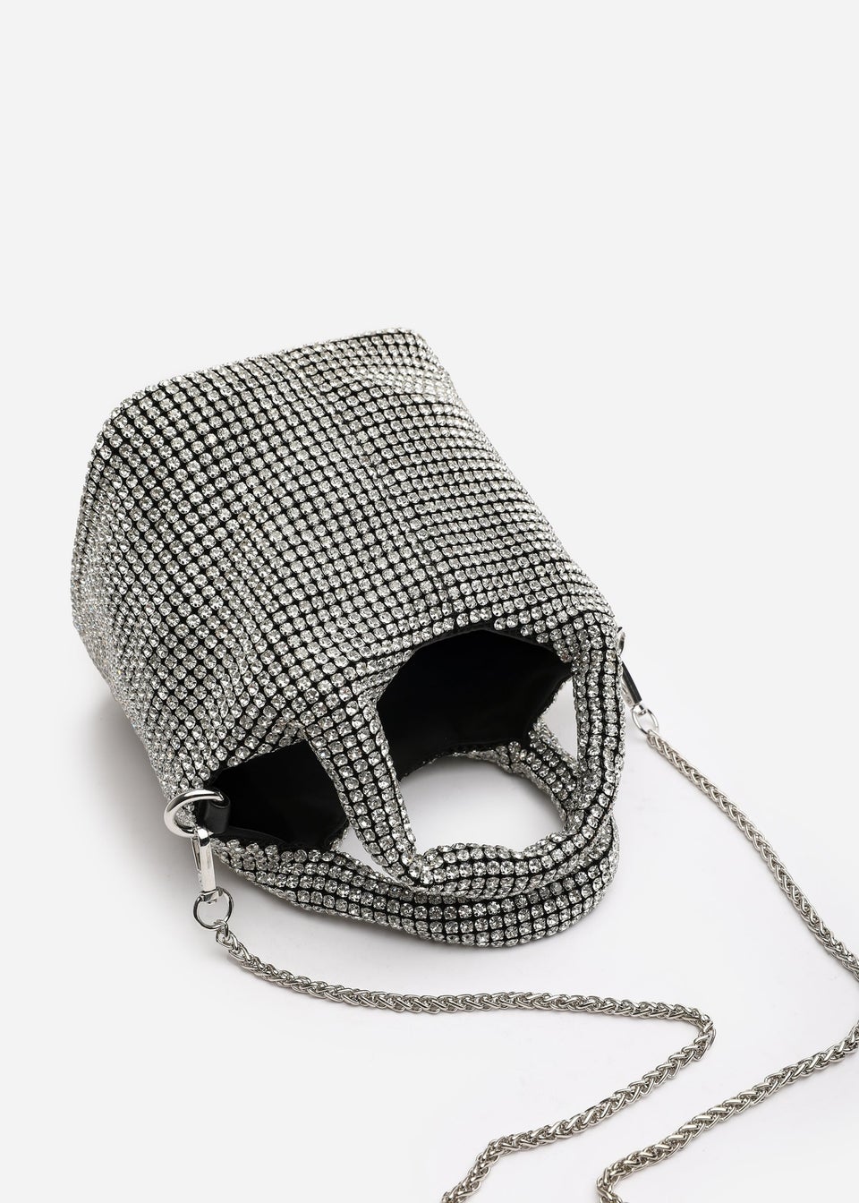 Where's That From Shellies Silver Crystal Embellished Bucket Bag