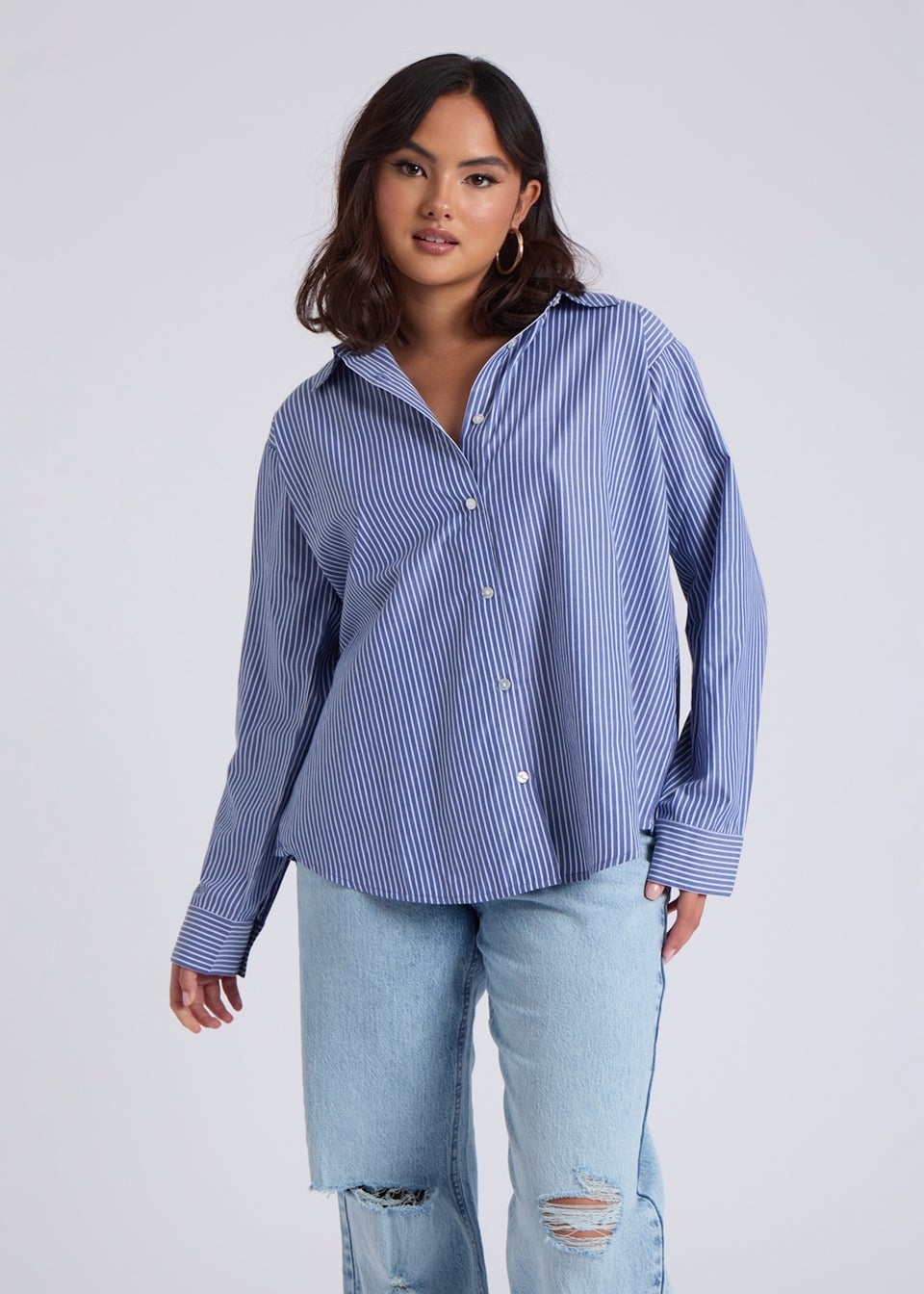 Urban Bliss Blue Stripe Oversized Shirt
