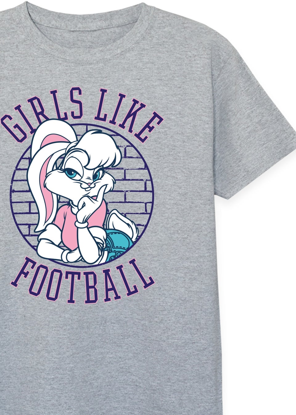 Looney Tunes Lola Girls Like Football Kids Grey Graphic T-Shirt (3-13 Years)