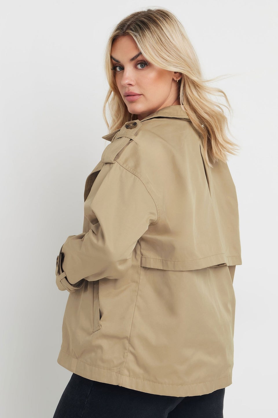 YOURS Curve Natural Brown Short Trench Coat