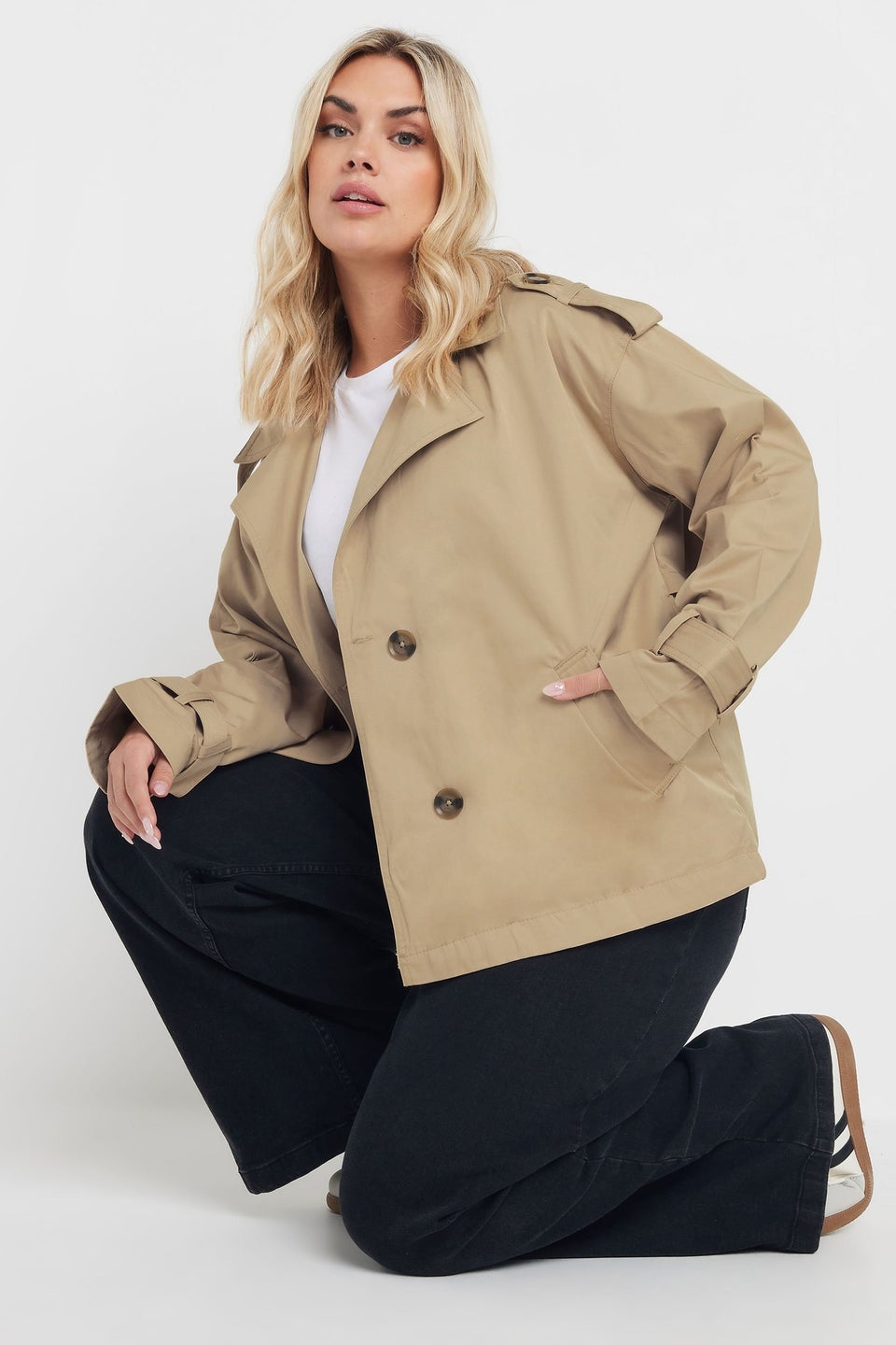 YOURS Curve Natural Brown Short Trench Coat