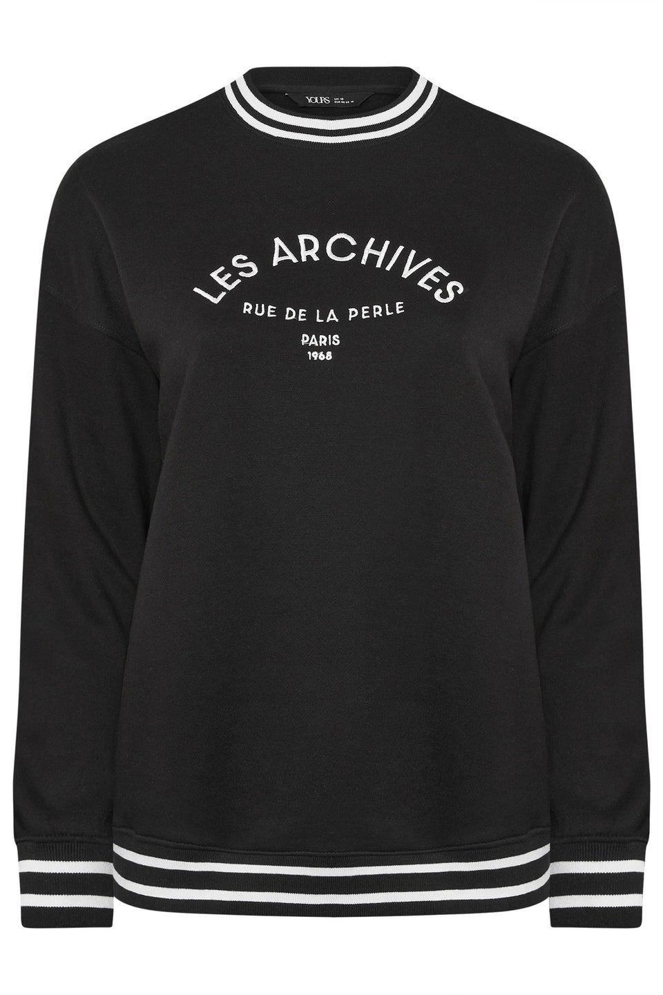 Yours Curve Les Archives Contrast Slogan Sweatshirt