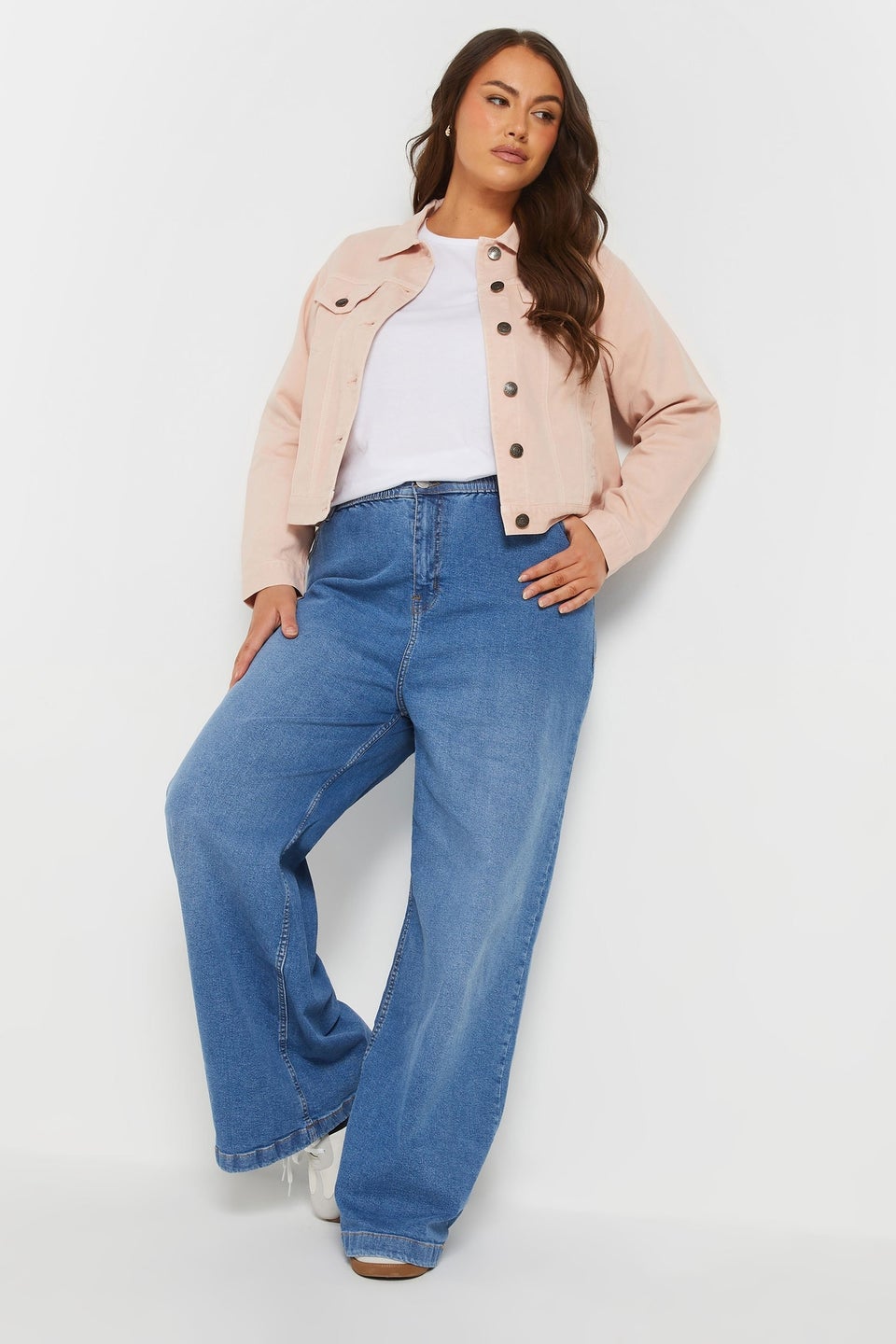 Yours Curve Pink Classic Denim Jacket