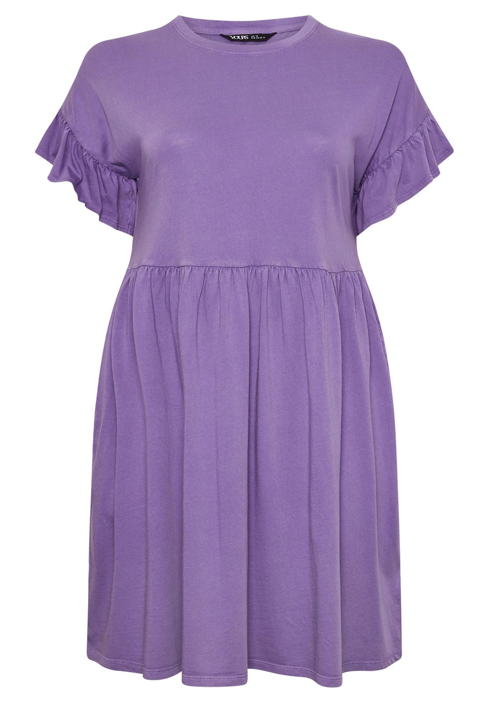 Yours Curve Purple Acid Wash Frill Sleeve Mini Dress