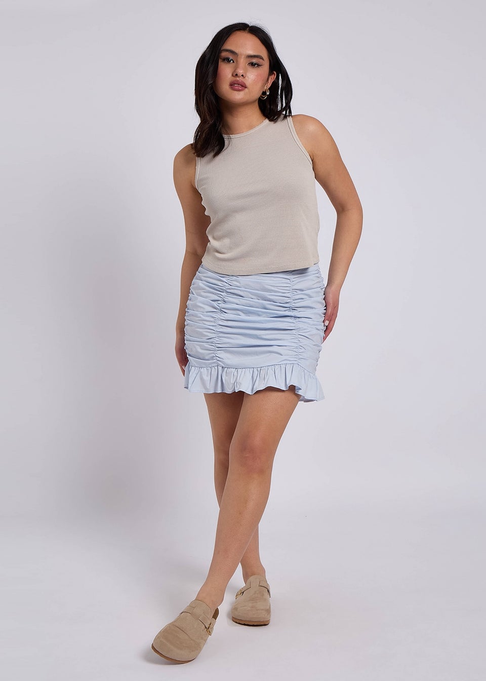 Urban Bliss Brittany Blue Ruched Poplin Skirt