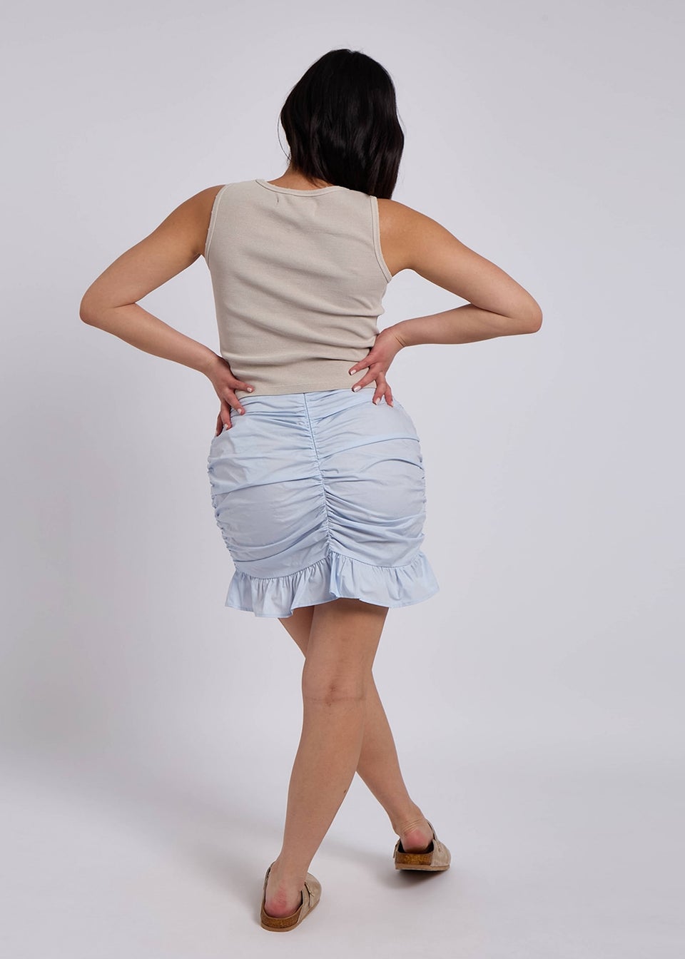 Urban Bliss Brittany Blue Ruched Poplin Skirt