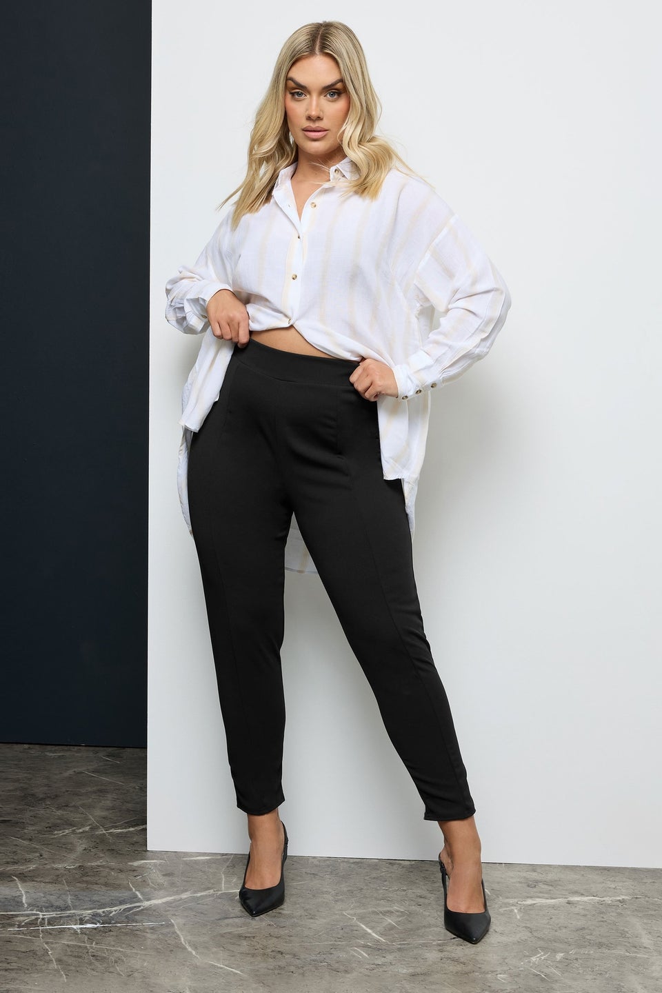Yours Curve Black Stretch Tapered Trousers