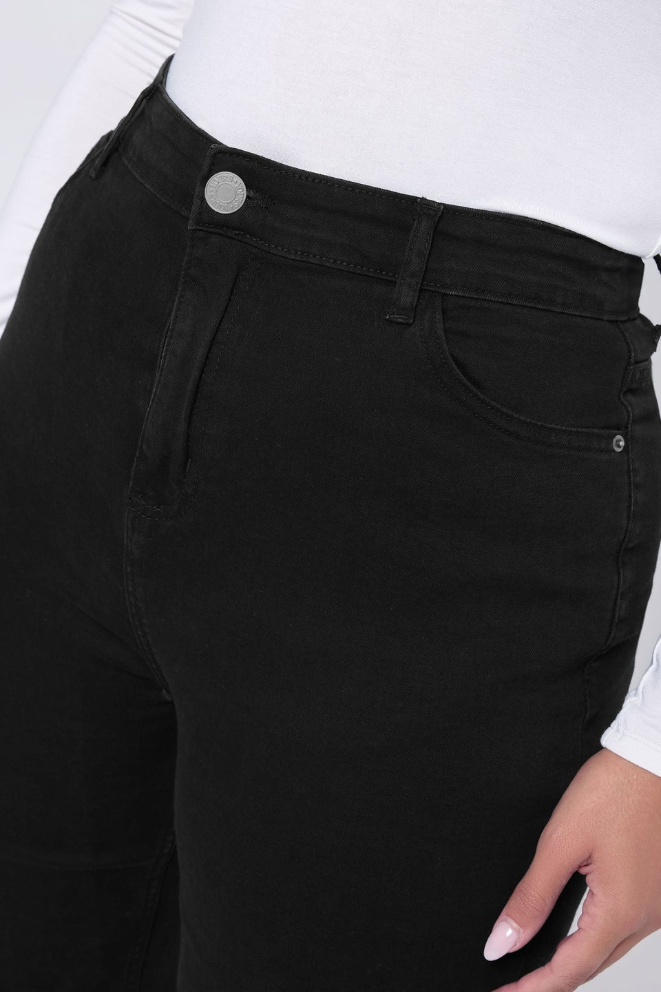 Yours Curve Black Wide Leg Denim Jeans