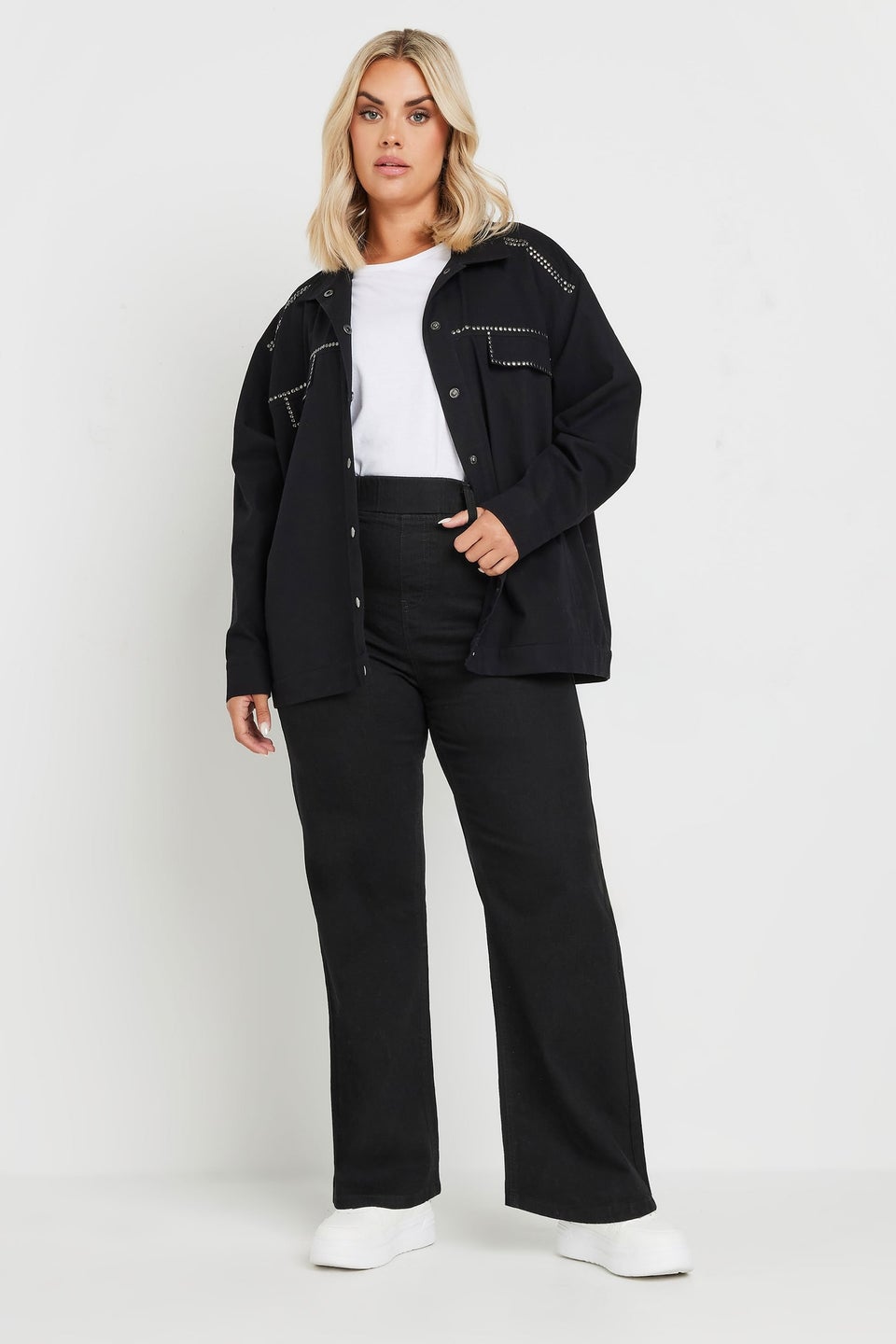 Yours Curve Black Wide Leg Jeggings