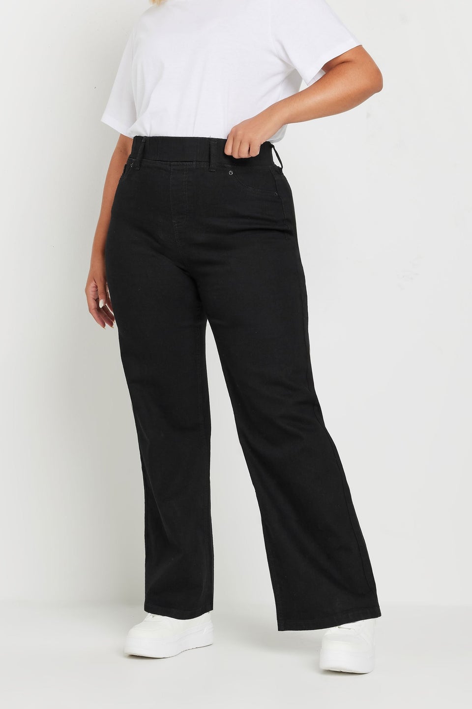 Yours Curve Black Wide Leg Jeggings