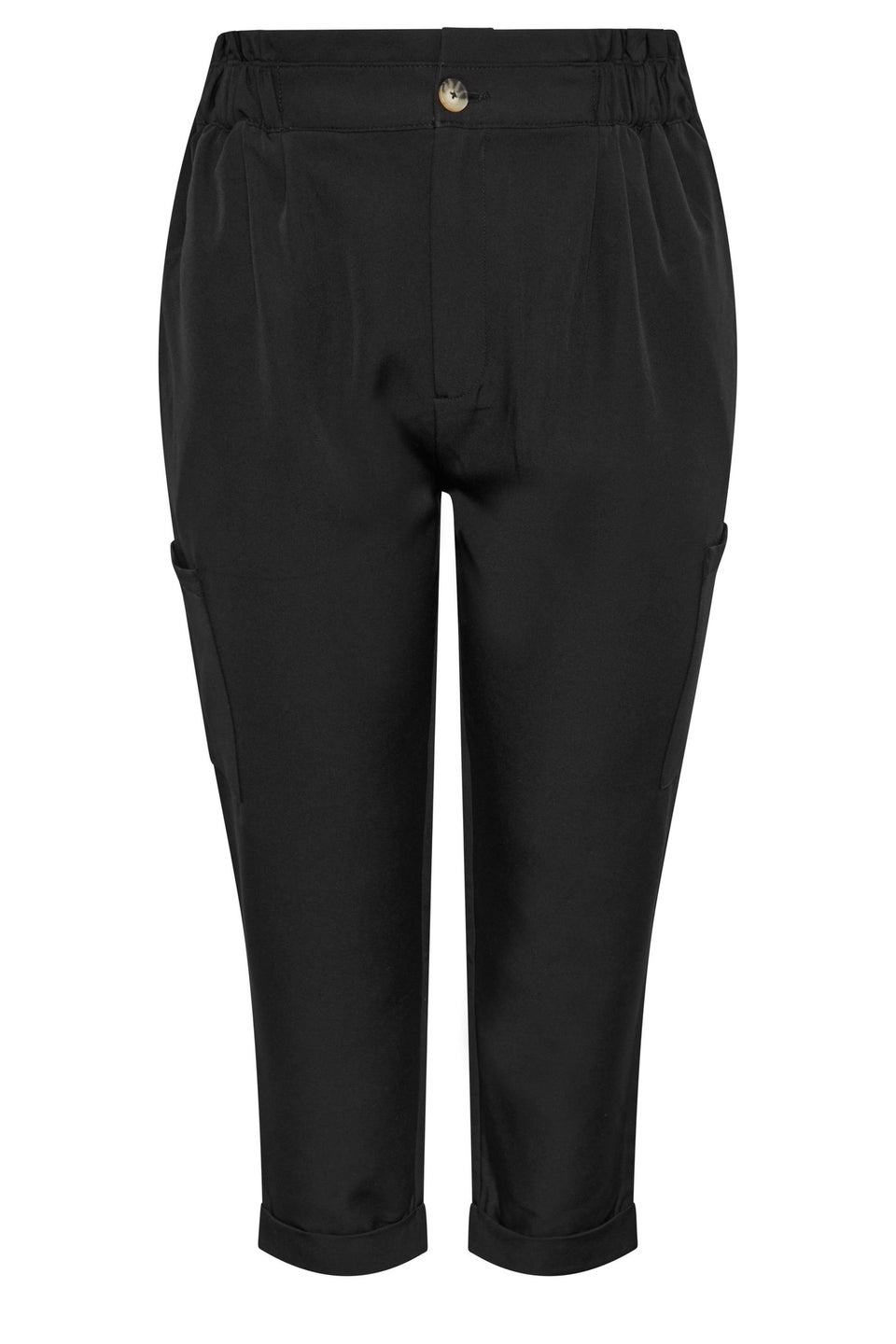 Yours Curve Black Paperbag Waist Cargo Trousers