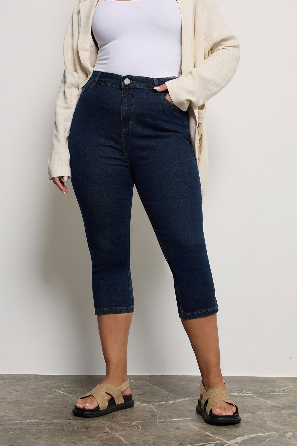 Yours Curve Indigo Blue Cropped AVA Jeans