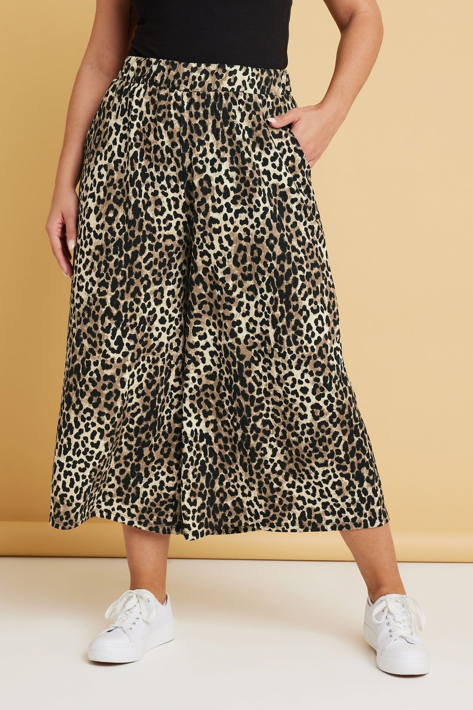 Yours Curve Brown Leopard Print Midaxi Culottes