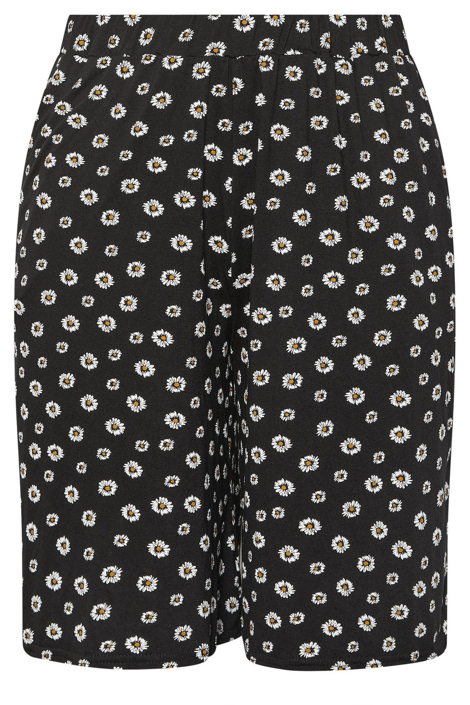 Yours Curve Black Daisy Print Jersey Shorts