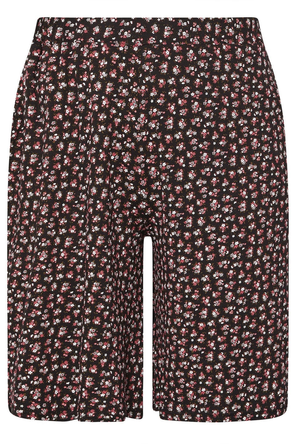 Yours Curve Black Ditsy Floral Print Shorts