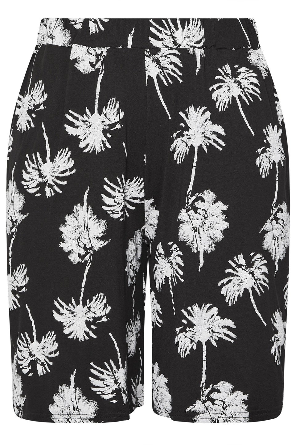 Yours Curve Black & White Palm Tree Shorts