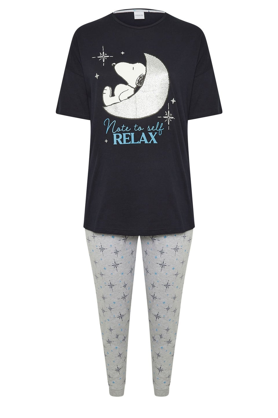 Yours Snoopy Curve Navy Blue Relax Cuffed Pyjama Set
