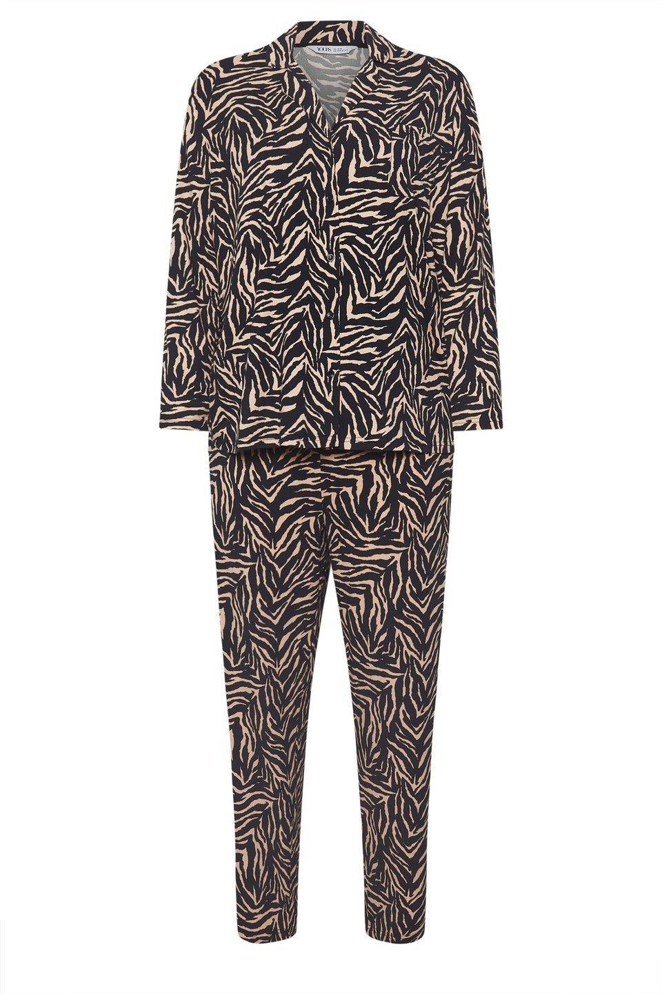 Yours Curve Natural Brown Zebra Print Soft Touch Pyjama Set