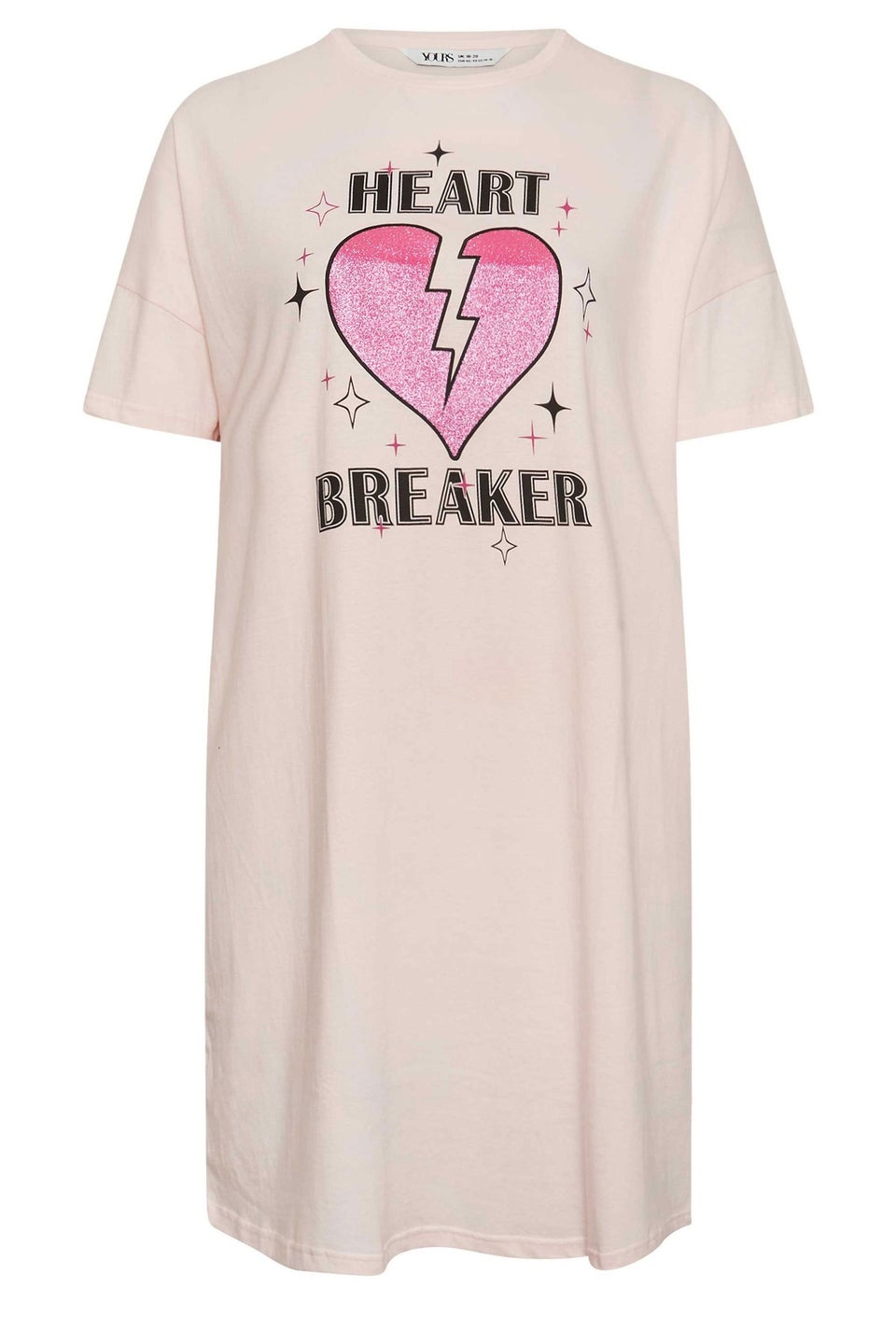Yours Curve Pink Heart Breaker Sleep Tee Nightdress