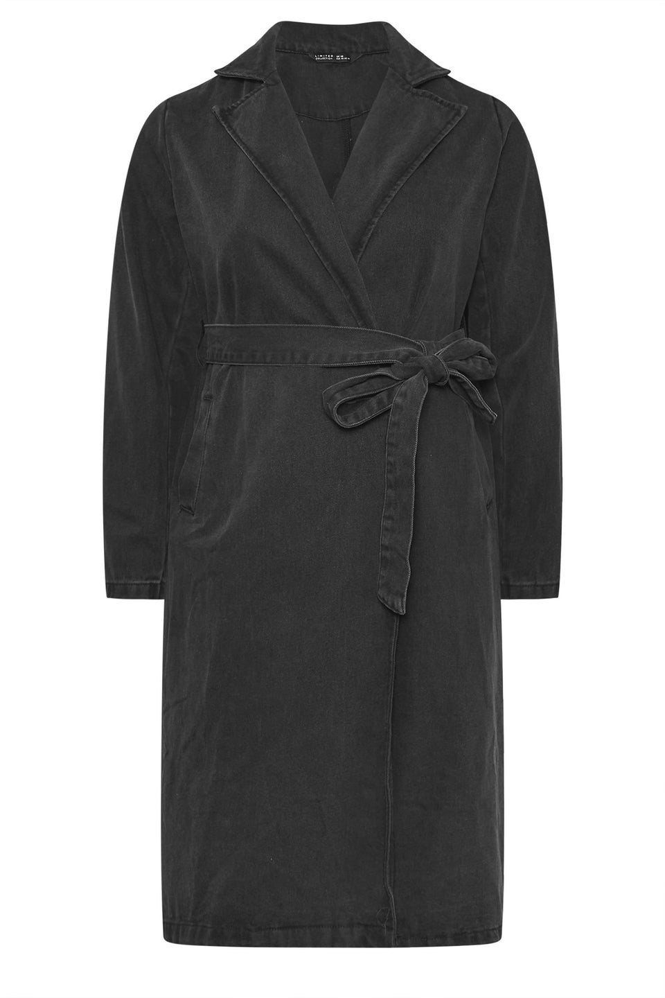 Yours Limited Collection Curve Black Washed Belted Denim Trench Coat