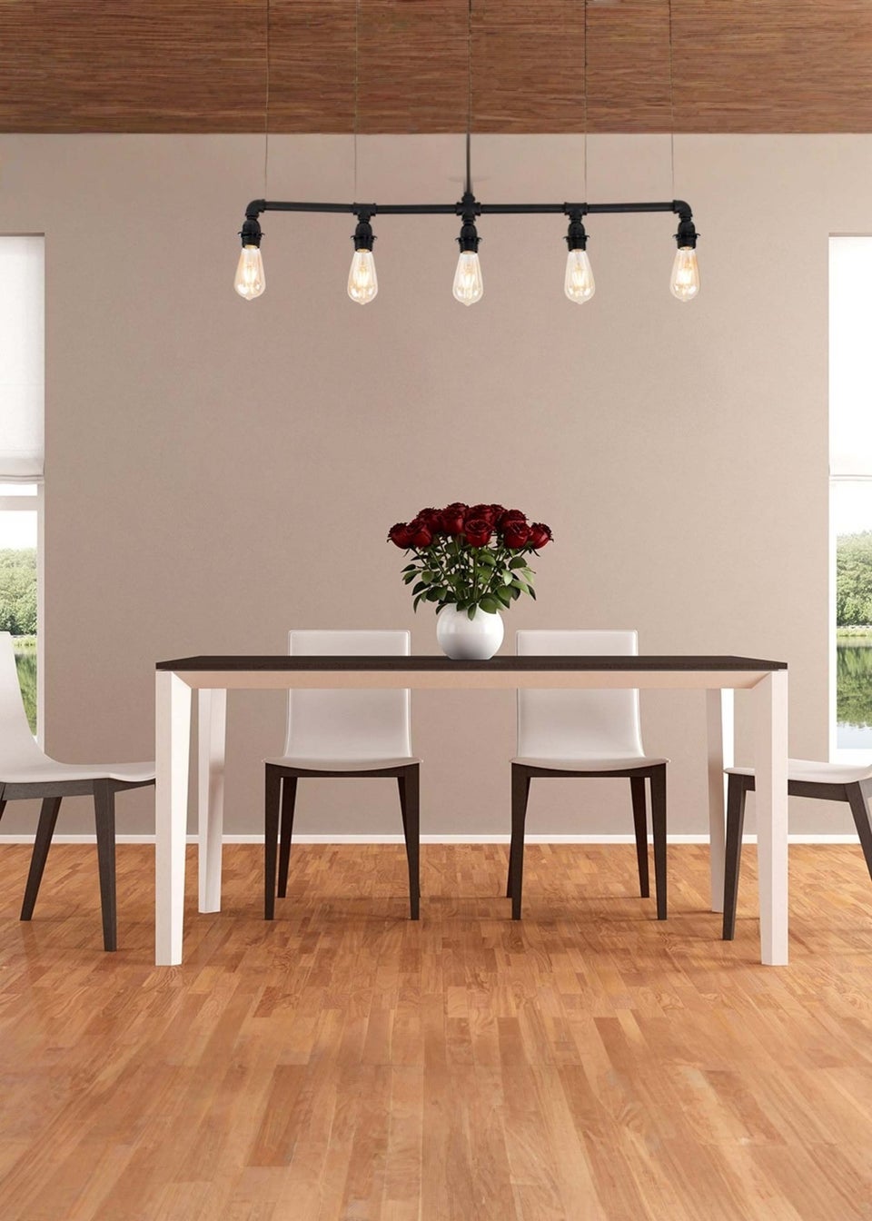 ValueLights Luiggi Black 5 Way Bar Ceiling Light