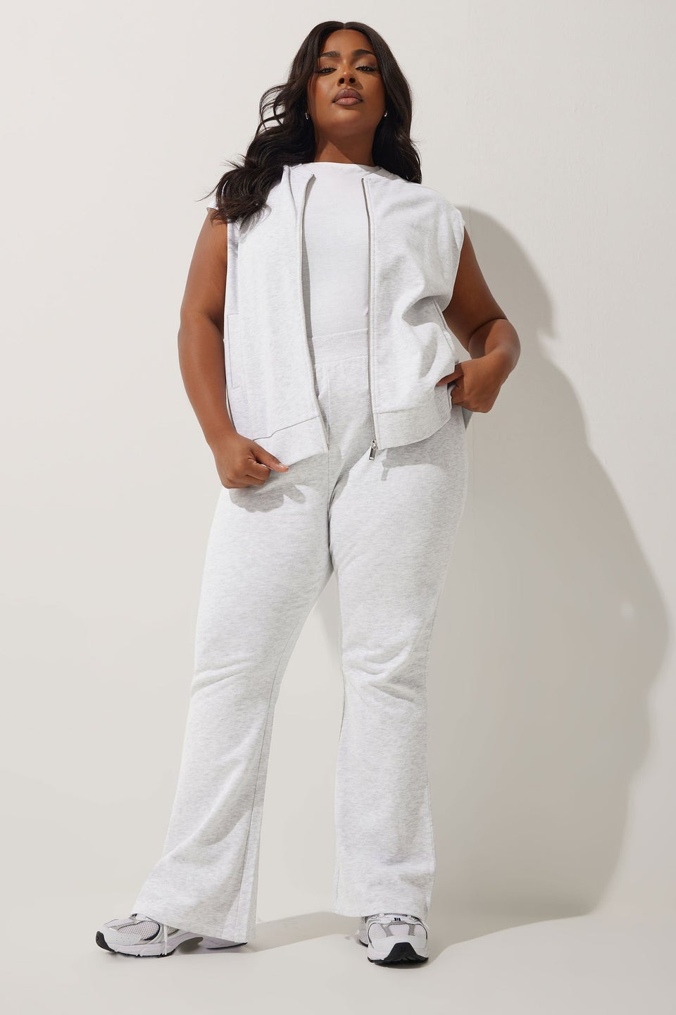 LIMITED COLLECTION Curve Grey Sleeveless Jersey Bomber Jacket