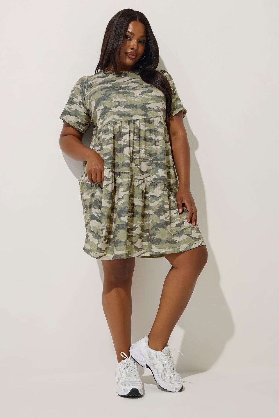 Yours Limited Collection Curve Green Camo Print Mini Dress
