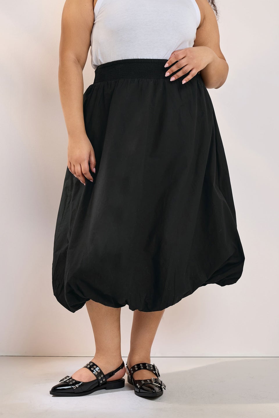 Yours Curve Black Bubble Hem Midaxi Skirt