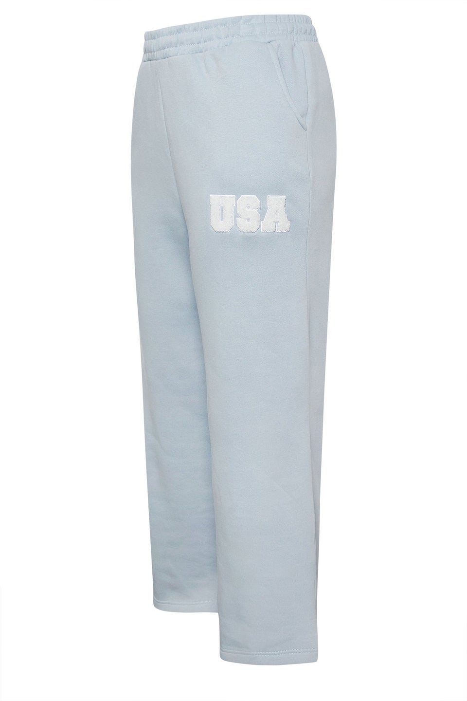 Yours Curve Light Blue Slogan Wide Leg Joggers