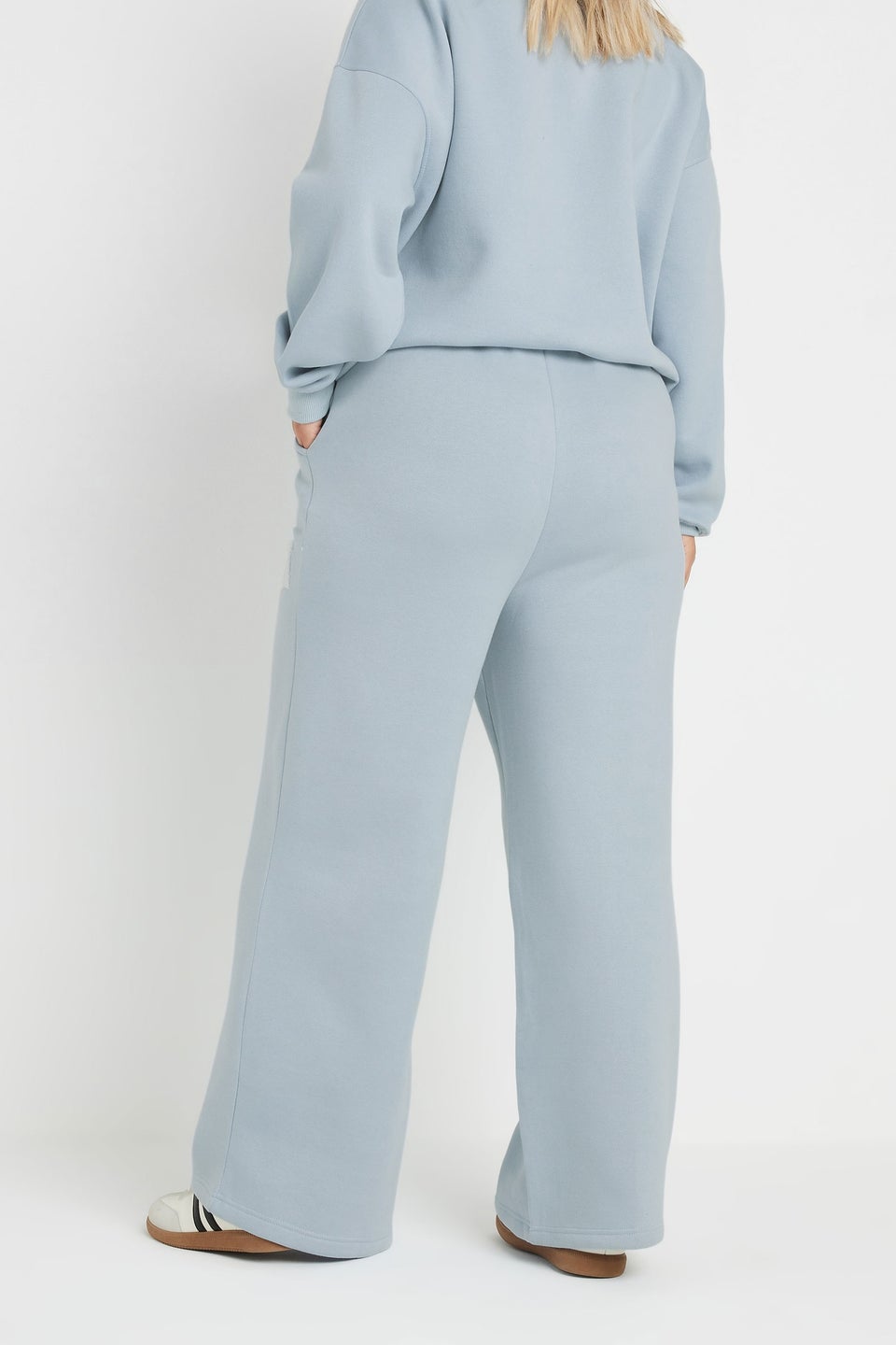 Yours Curve Light Blue Slogan Wide Leg Joggers