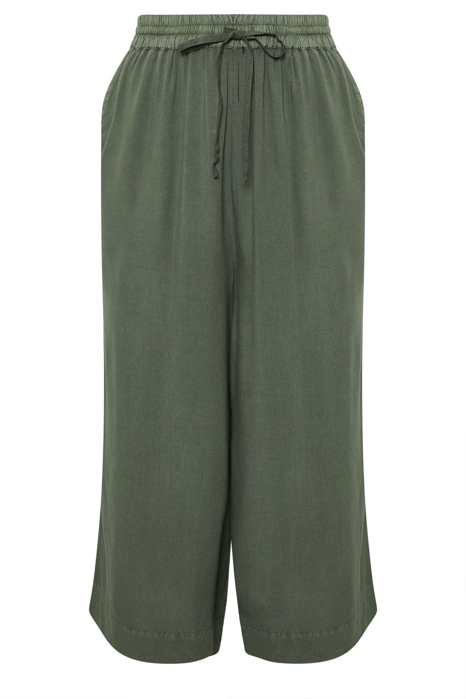 Yours Curve Khaki Green Chambray Culottes