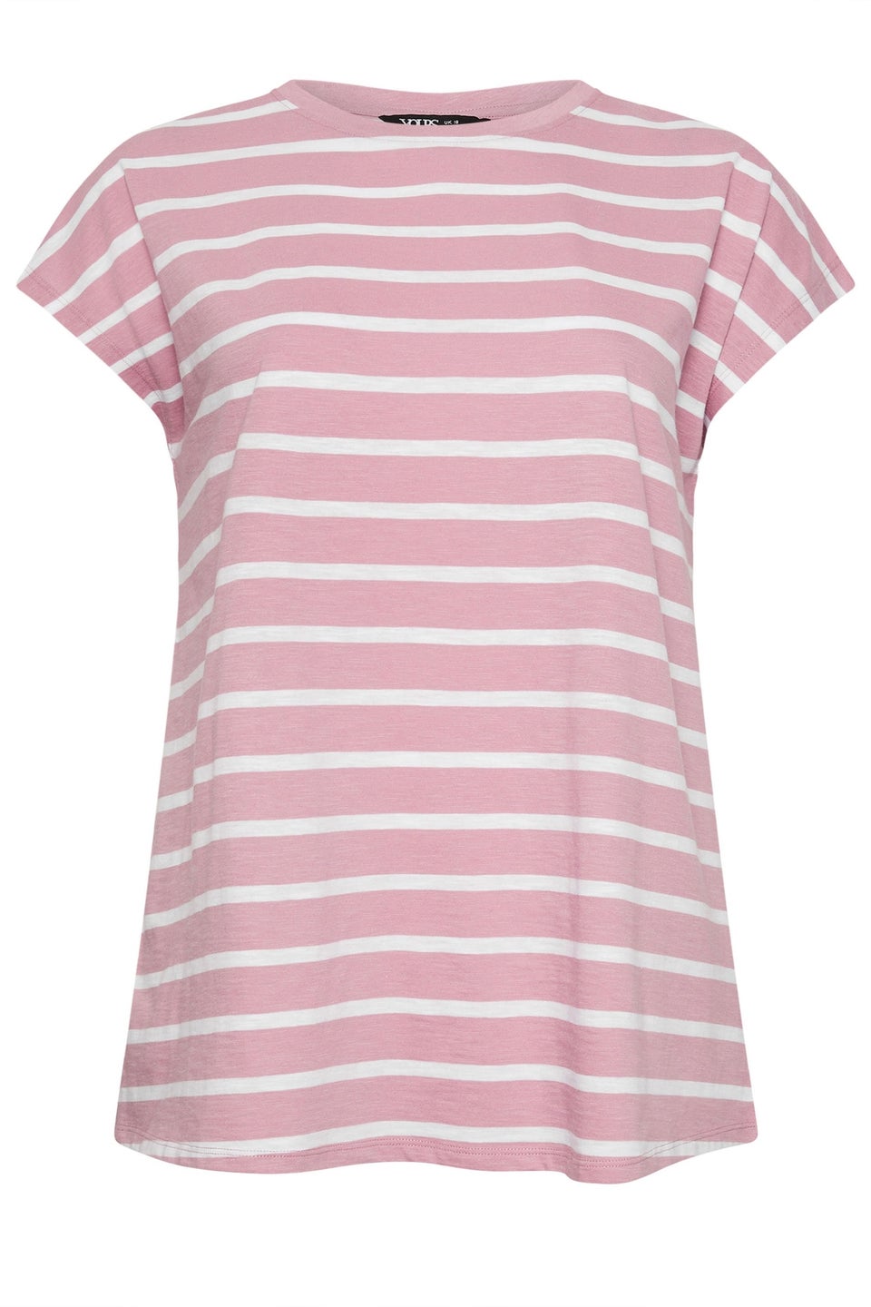 Yours Curve Pink Stripe Grown On Sleeve T-Shirt