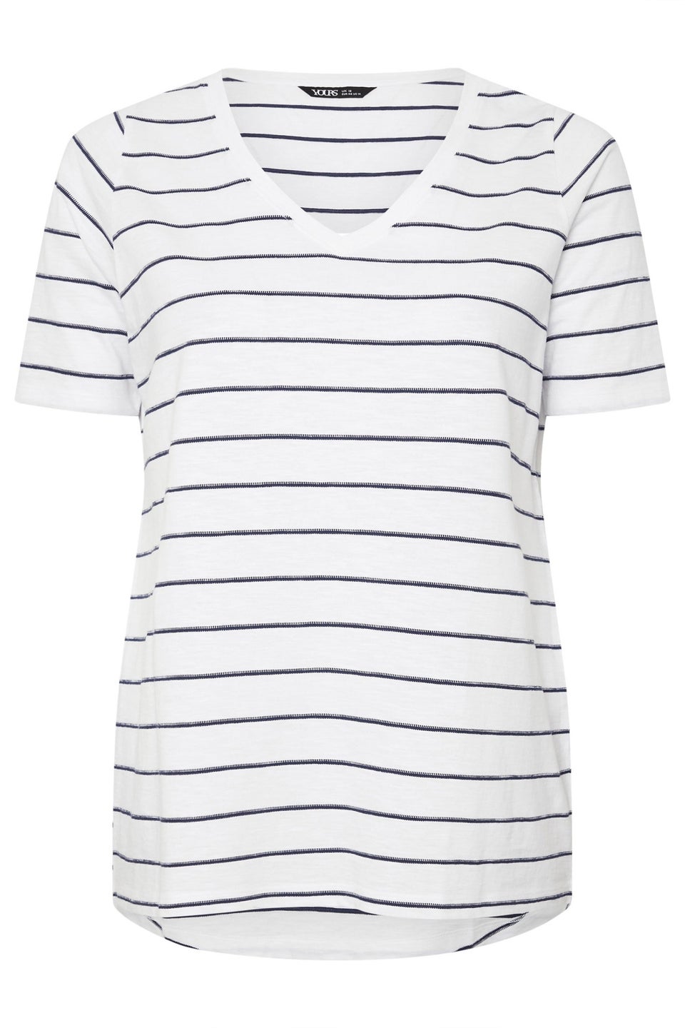 Yours Curve White Stripe Short Sleeve T-Shirt