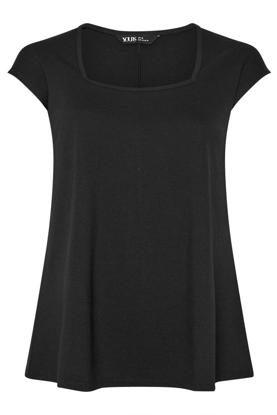 Yours Curve Black Square Neck Heavyweight Top