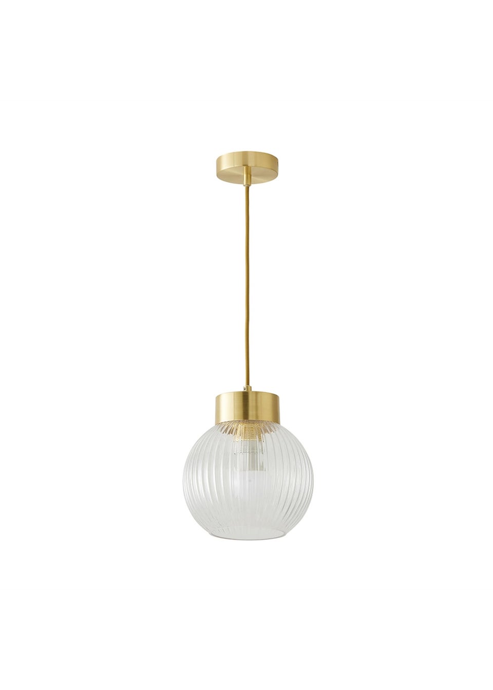 ValueLights Maddison Ribbed Glass Shade Brushed Gold Capped Ceiling Light