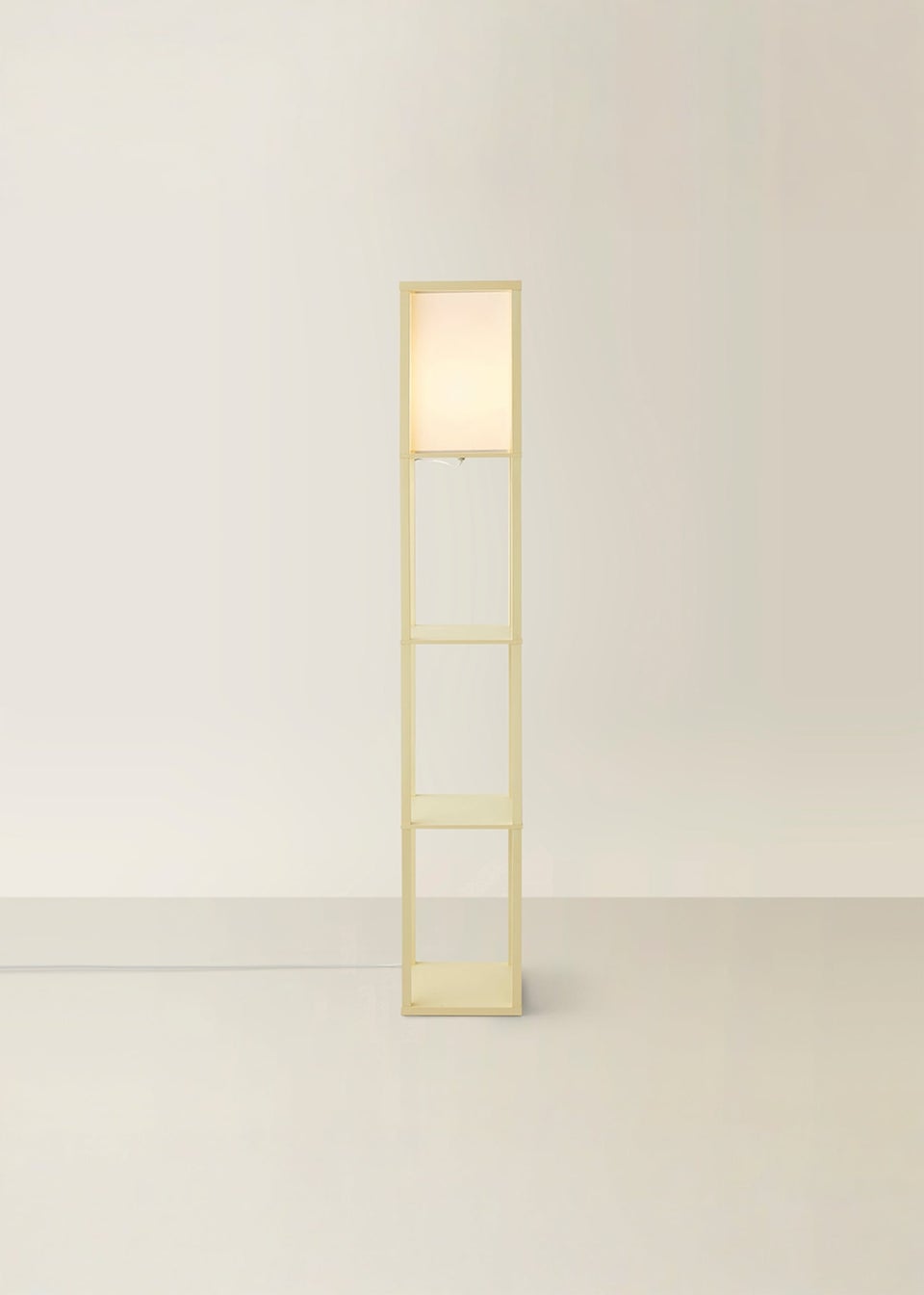 ValueLights Struttura Yellow Wood Shelving Floor Lamp