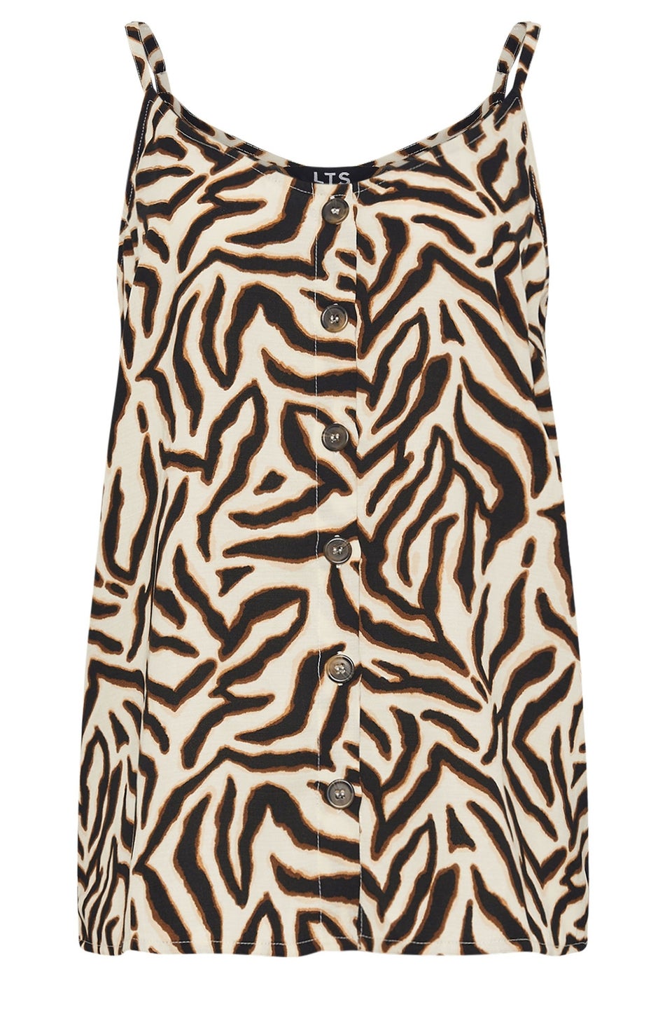 Long Tall Sally Cream Animal Print Button Vest Top