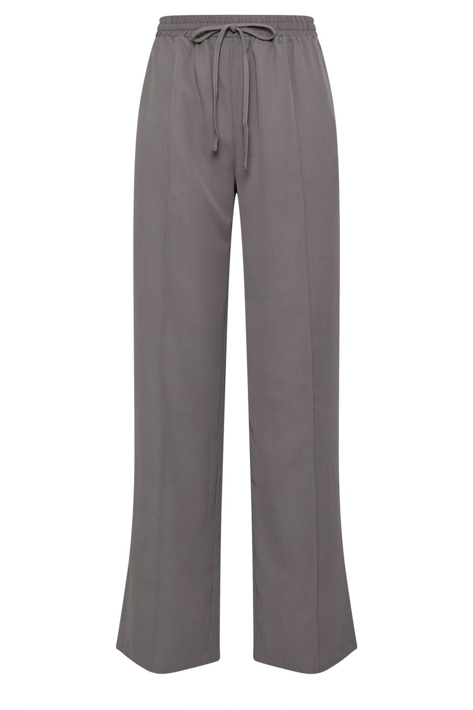Long Tall Sally Grey Tie Waistband Wide Leg Trousers