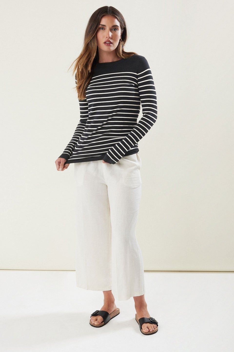 Long Tall Sally Black Fine Knit Striped Jumper
