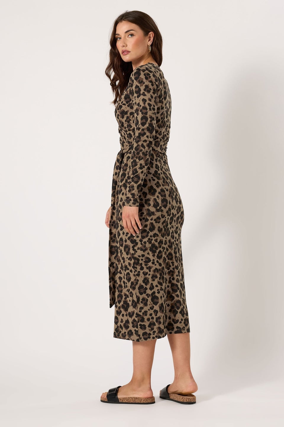 Long Tall Sally Brown Leopard Print Wrap Dress